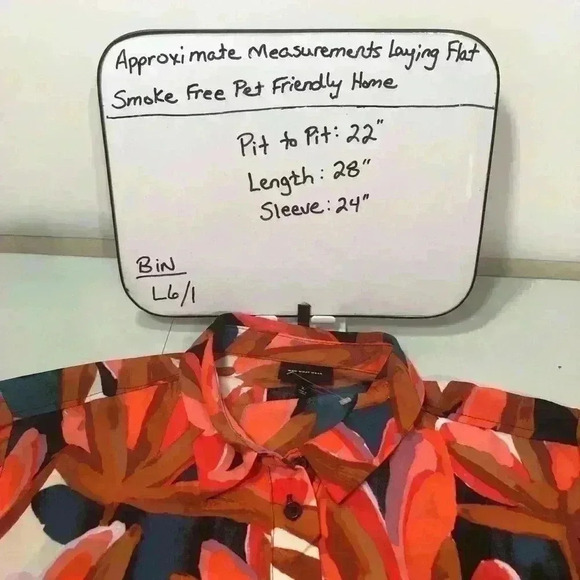 Who What Wear Floral Tropical Career Business Button Up Long Sleeve Blouse Sz 1X - Picture 11 of 11